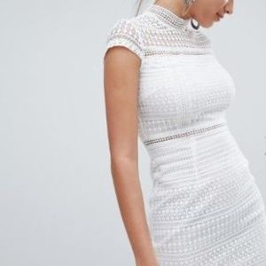 Missguided Lace High Neck Mini Dress